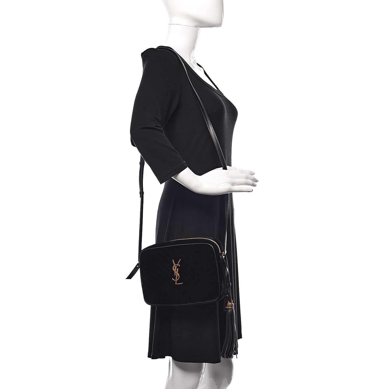 Saint Laurent Velvet Matelasse Monogram Lou Camera Bag Black 2 of 9