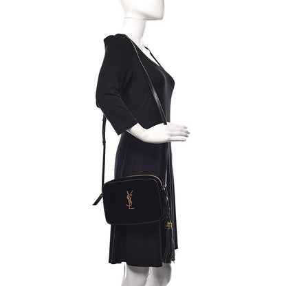 Saint Laurent Velvet Matelasse Monogram Lou Camera Bag Black 2 of 9