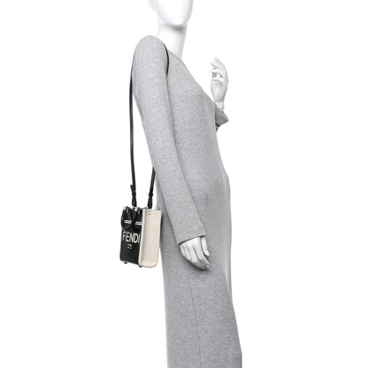 Fendi Canvas Spalmato Vernice Logo Embossed Mini Fendi Sunshine Shopper Tote Grezzo Black 2 of 11