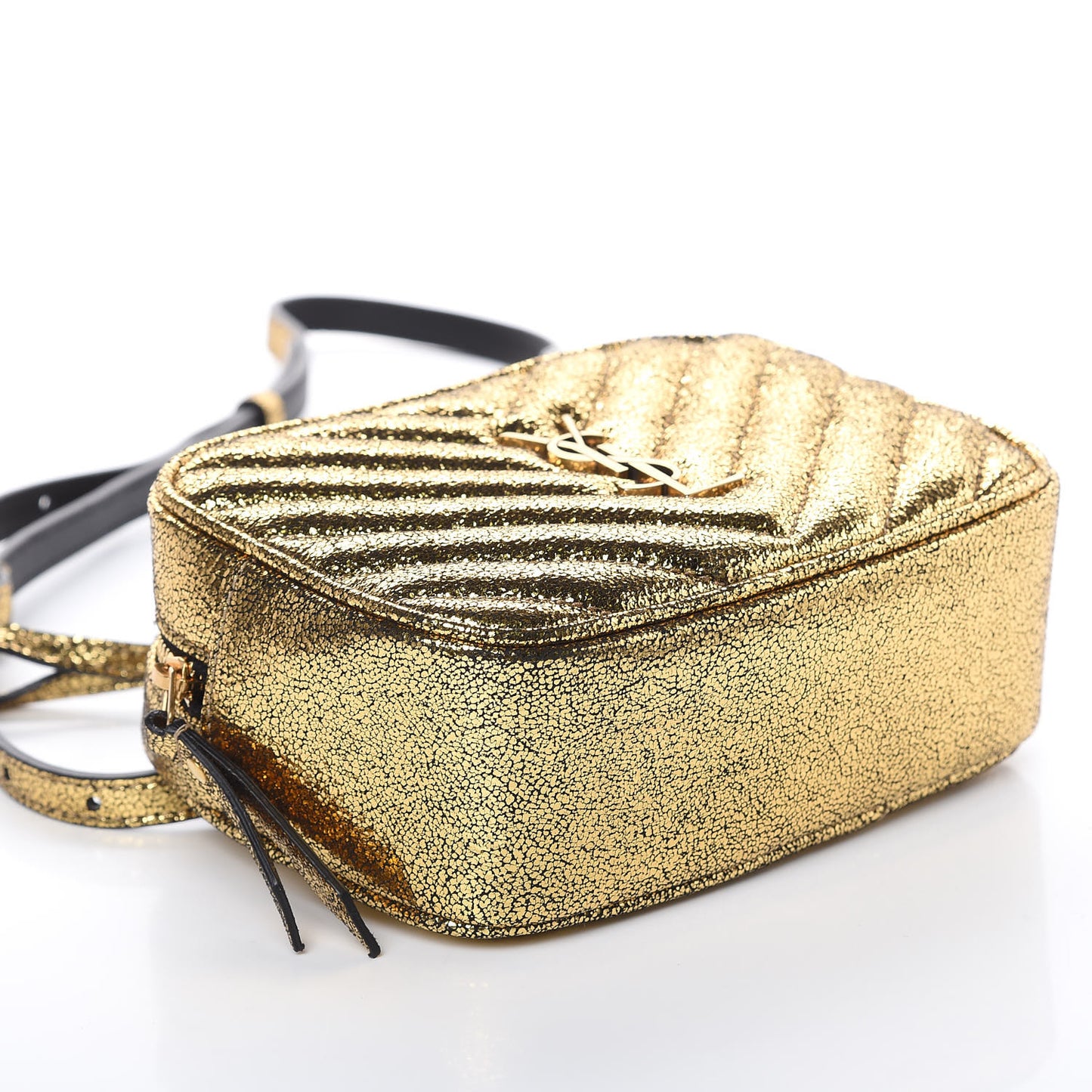 Crinkled Metallic Calfskin Matelasse Monogram Lou Belt Bag Gold