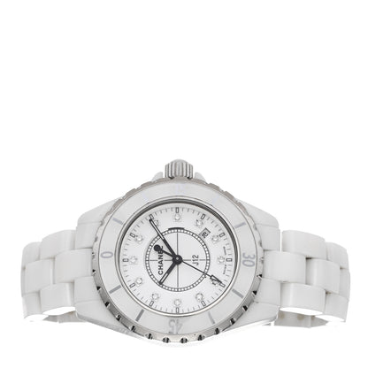 Chanel Stainless Steel Ceramic Diamond 33mm J12 Quartz Watch White 2 of 5