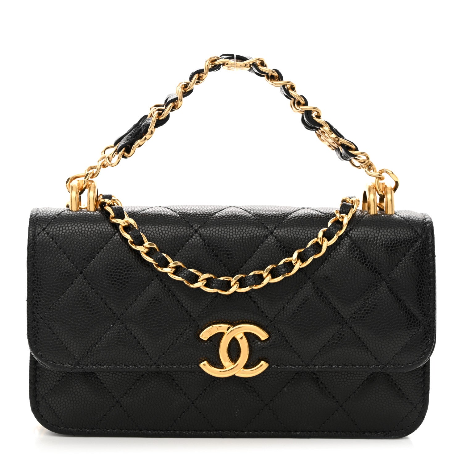 Chanel Caviar Quilted Coco First Phone Holder With Chain Black 1 of 13