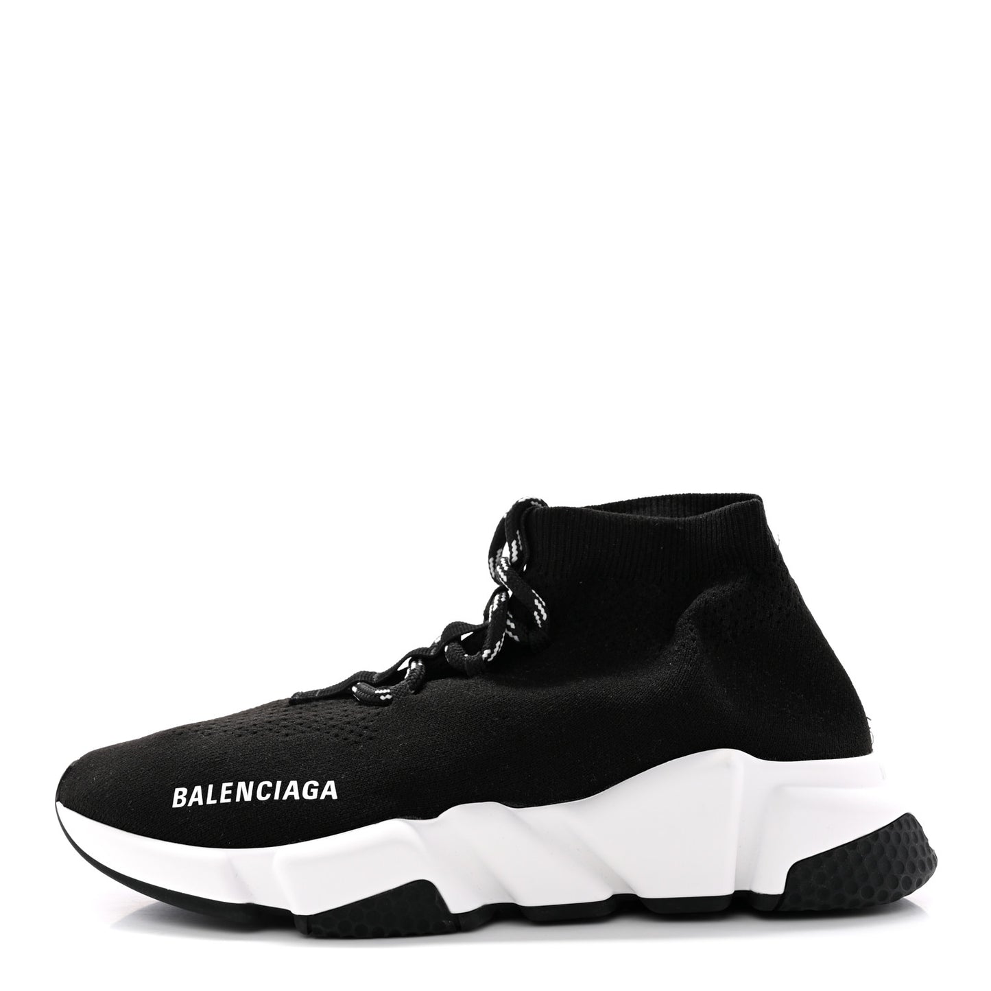 Recycled Knit Bi-Color Sole Womens Speed Lace Up Sneakers 37 Black White