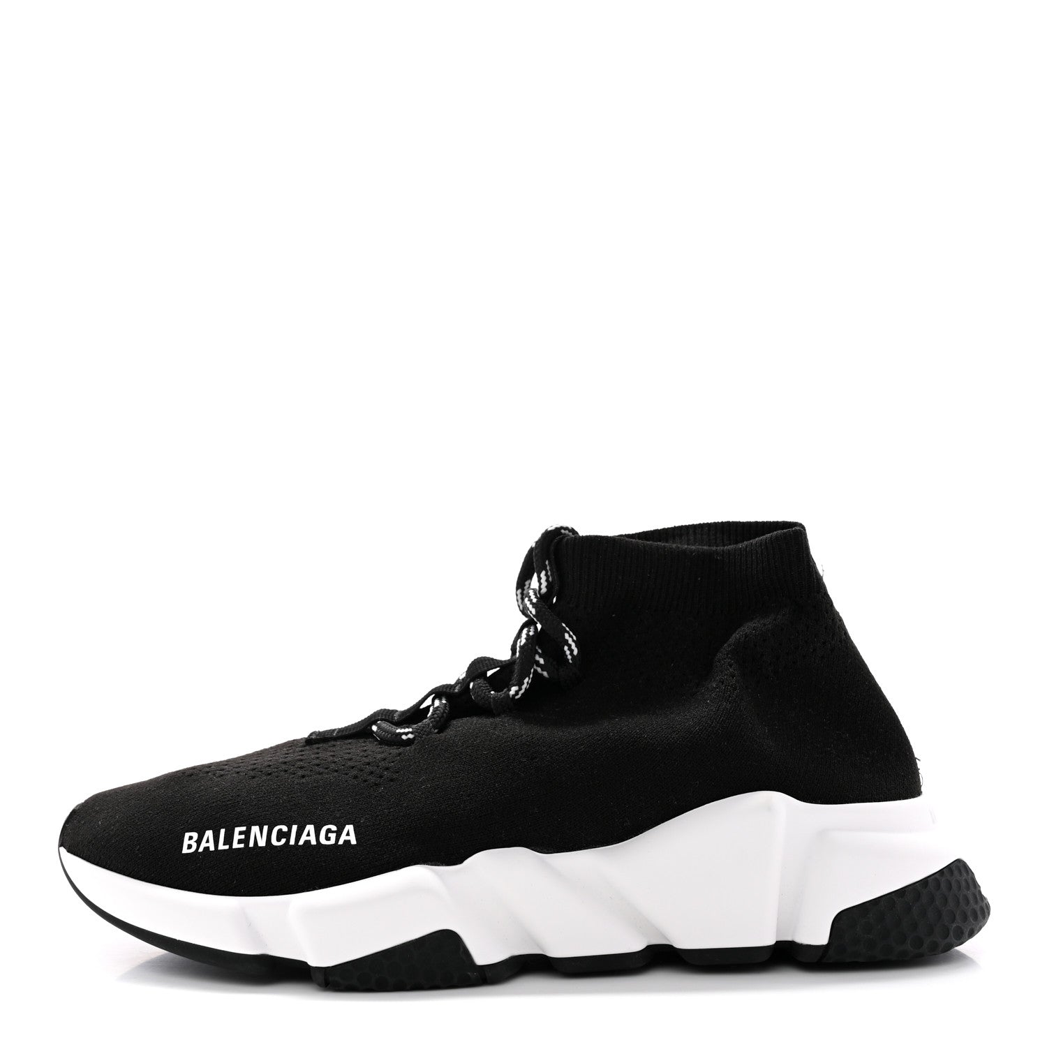 Balenciaga Recycled Knit Bi-Color Sole Womens Speed Lace Up Sneakers 37 Black White 1 of 13