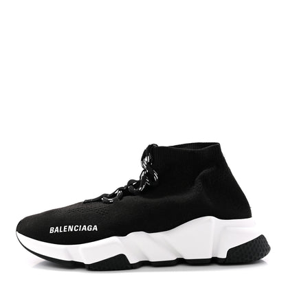 Balenciaga Recycled Knit Bi-Color Sole Womens Speed Lace Up Sneakers 37 Black White 1 of 13