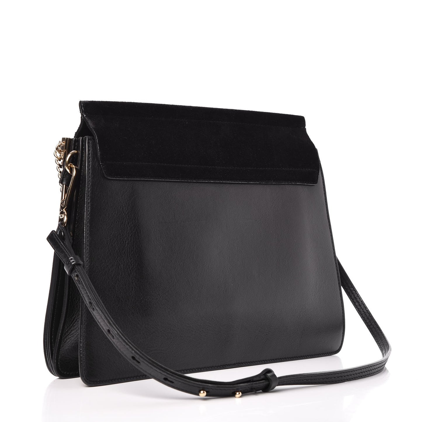 Suede Calfskin Medium Faye Shoulder Bag Black