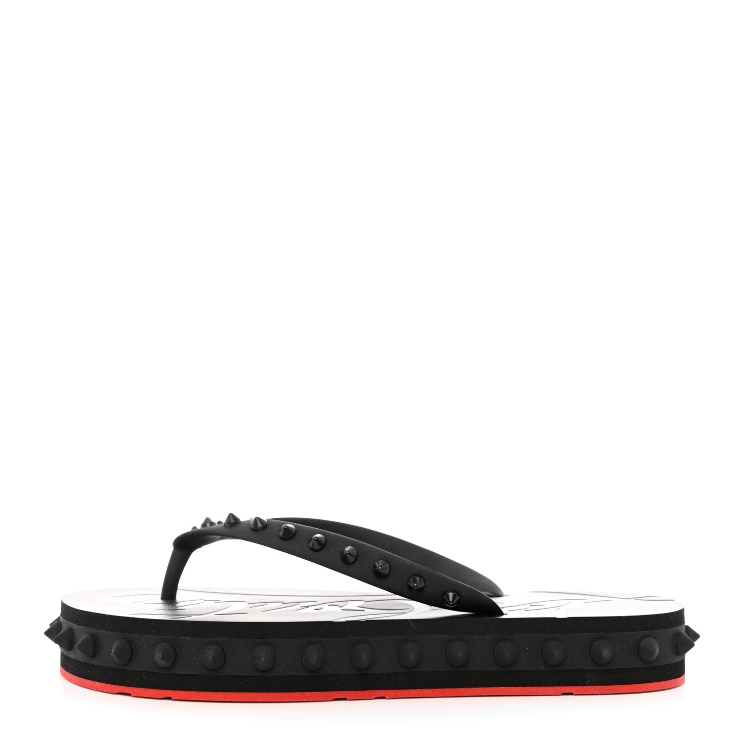 Christian Louboutin Rubber Spike Loubi Flip Flip Platform Sandals 39 Black 1 of 8