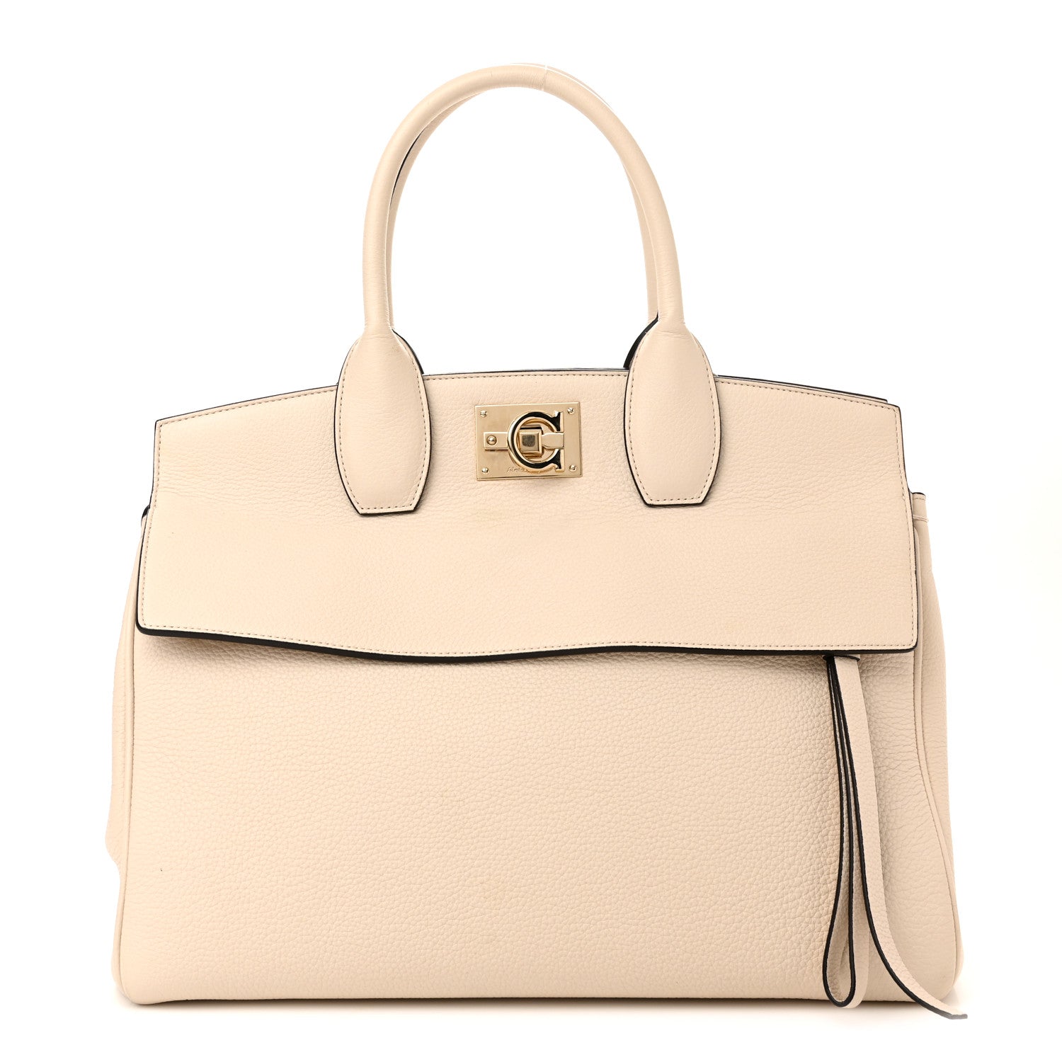 Salvatore Ferragamo Calfskin Large Studio Bag Bone 3 of 16
