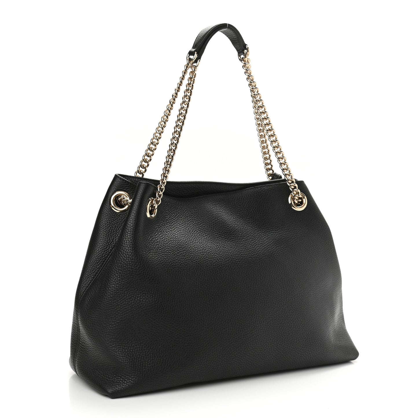 Pebbled Calfskin Medium Soho Chain Shoulder Bag Black