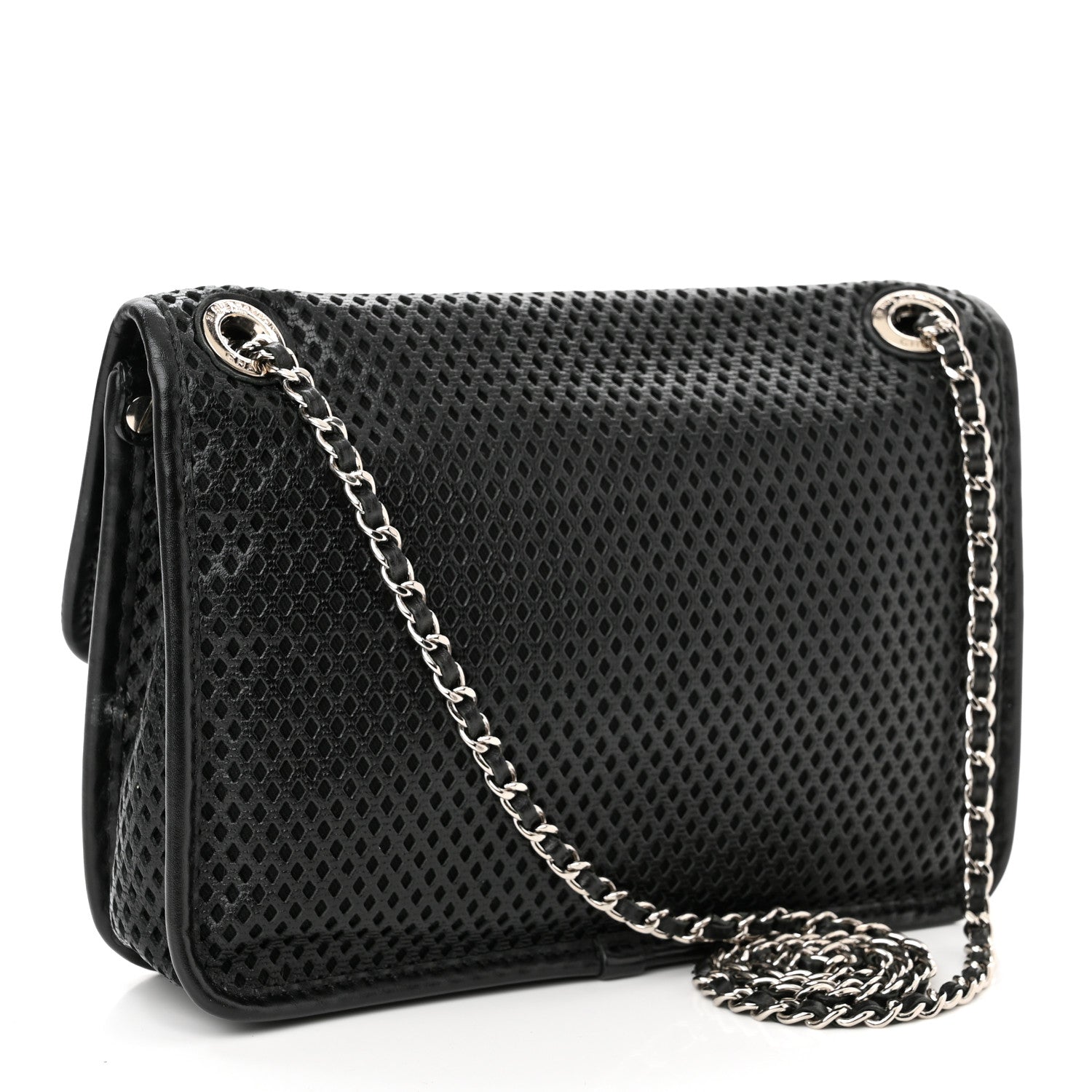Chanel Metallic Perforated Calfskin Small Up In The Air Flap Black 3 of 10