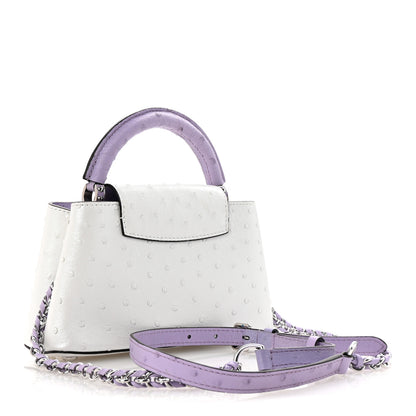 Louis Vuitton Iridescent Ostrich Capucines East West Mini White Pearl Lilac 3 of 9