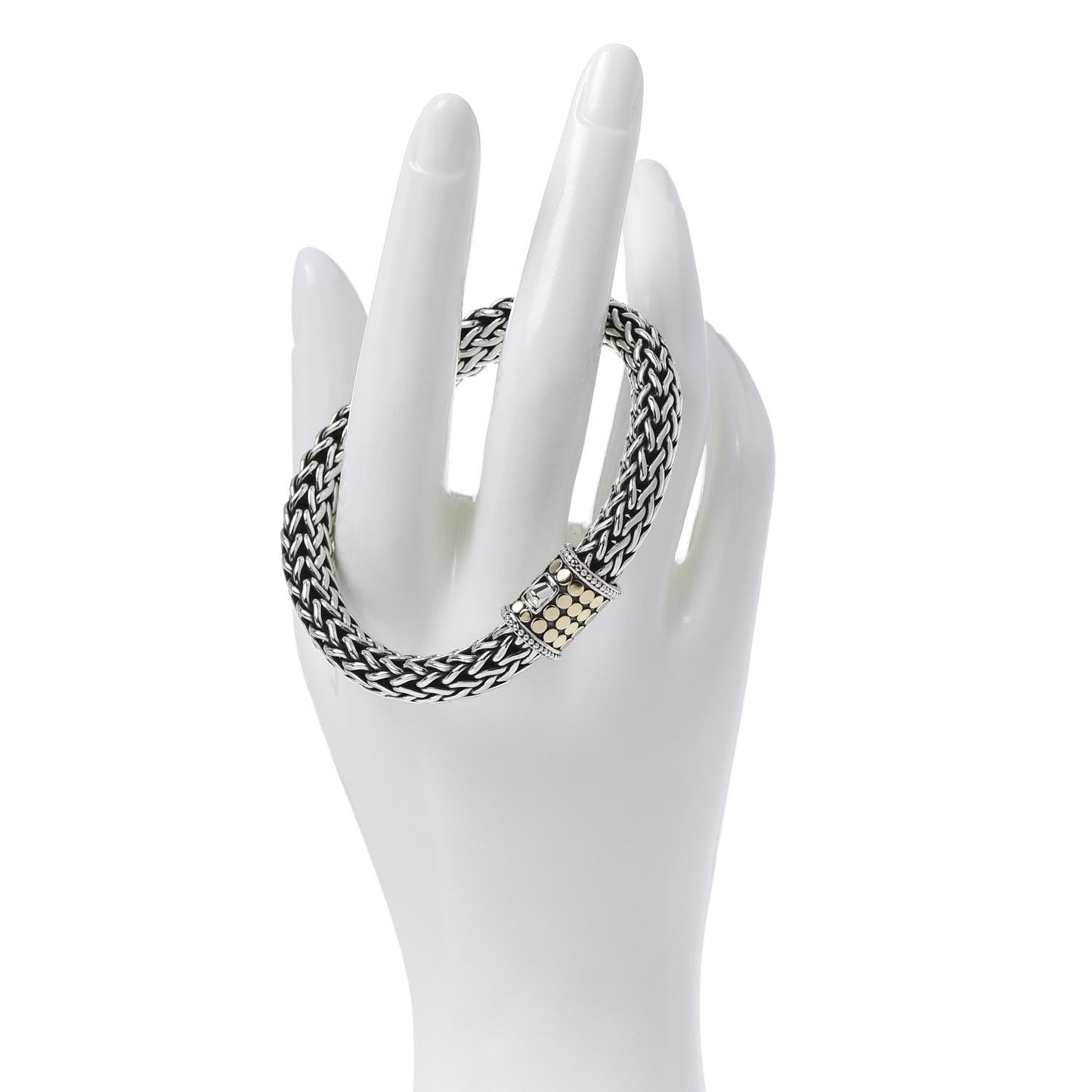Sterling Silver 18K Yellow Gold 10.5mm Classic Chain Dot Bracelet