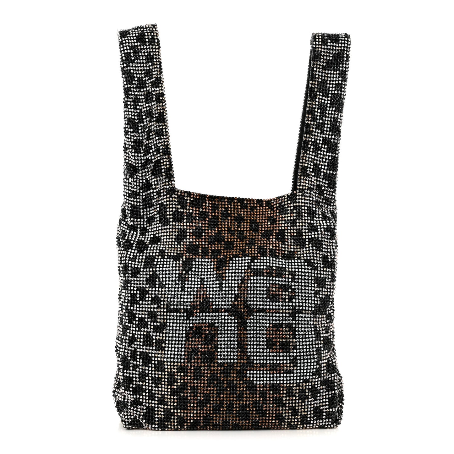 Crystal Leopard Mini Wanglock Shopper Black Brown