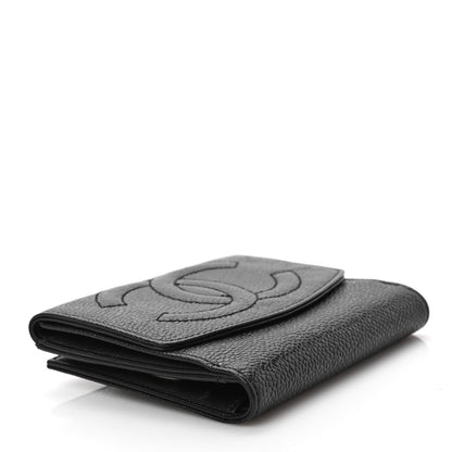 Chanel Caviar Timeless CC Compact French Wallet Black 4 of 7