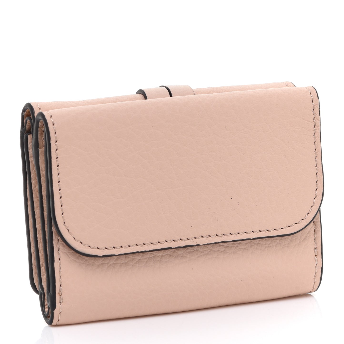 Calfskin Alphabet Mini Trifold Wallet Cement Pink