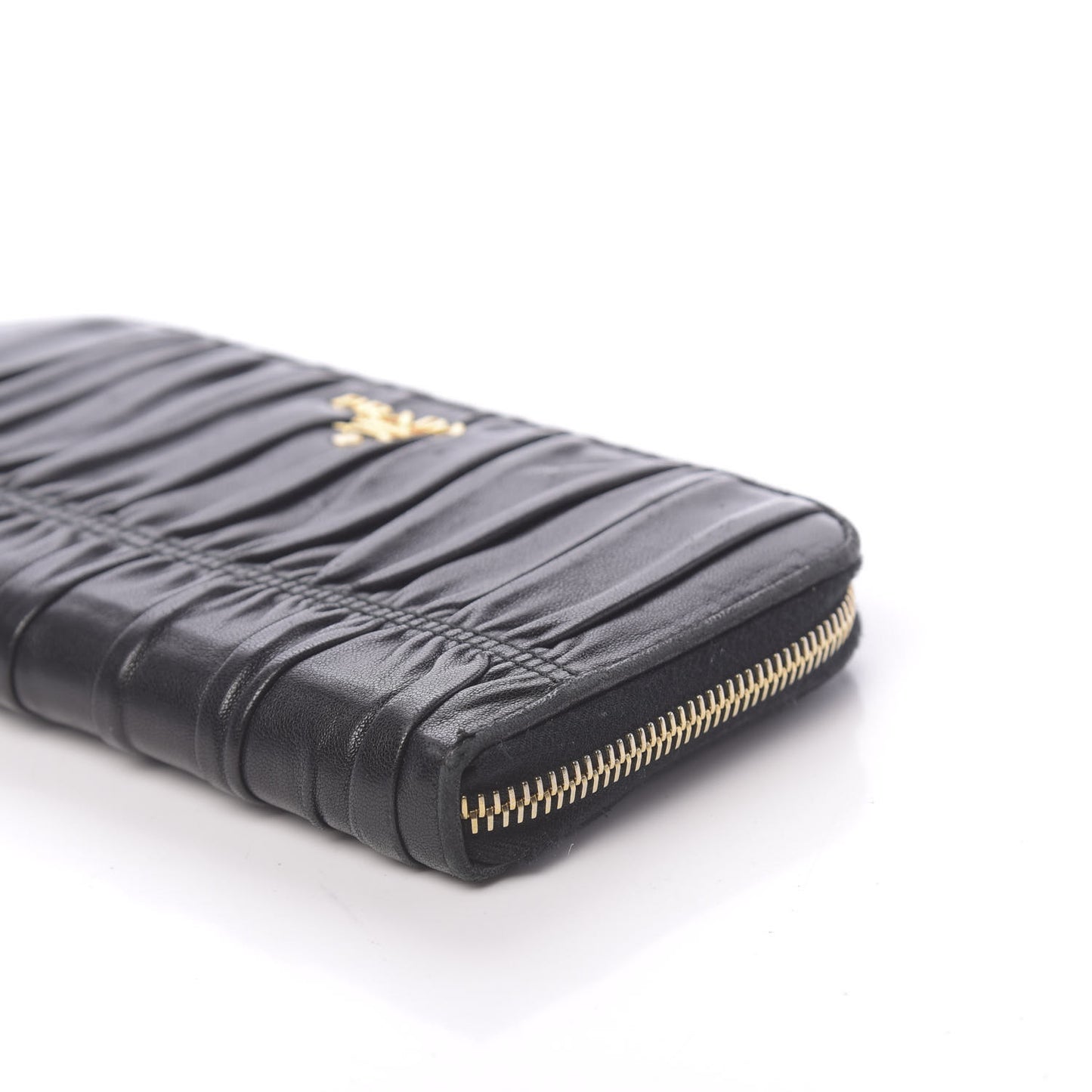 Nappa Gaufre Zip Around Wallet Black