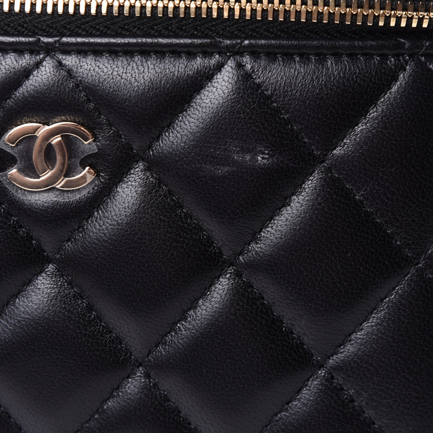 Chanel Lambskin Quilted Small Vanity Case With Chain Black 12 of 13
