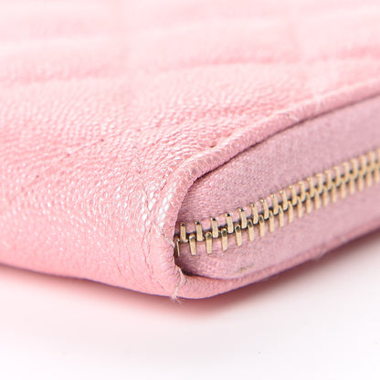 Chanel Iridescent Caviar Quilted Medium Zip Around Wallet Pink 10 of 12