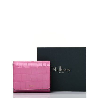 Mulberry Crocodile Embossed Calfskin Small French Continental Wallet Raspberry Pink 8 of 8