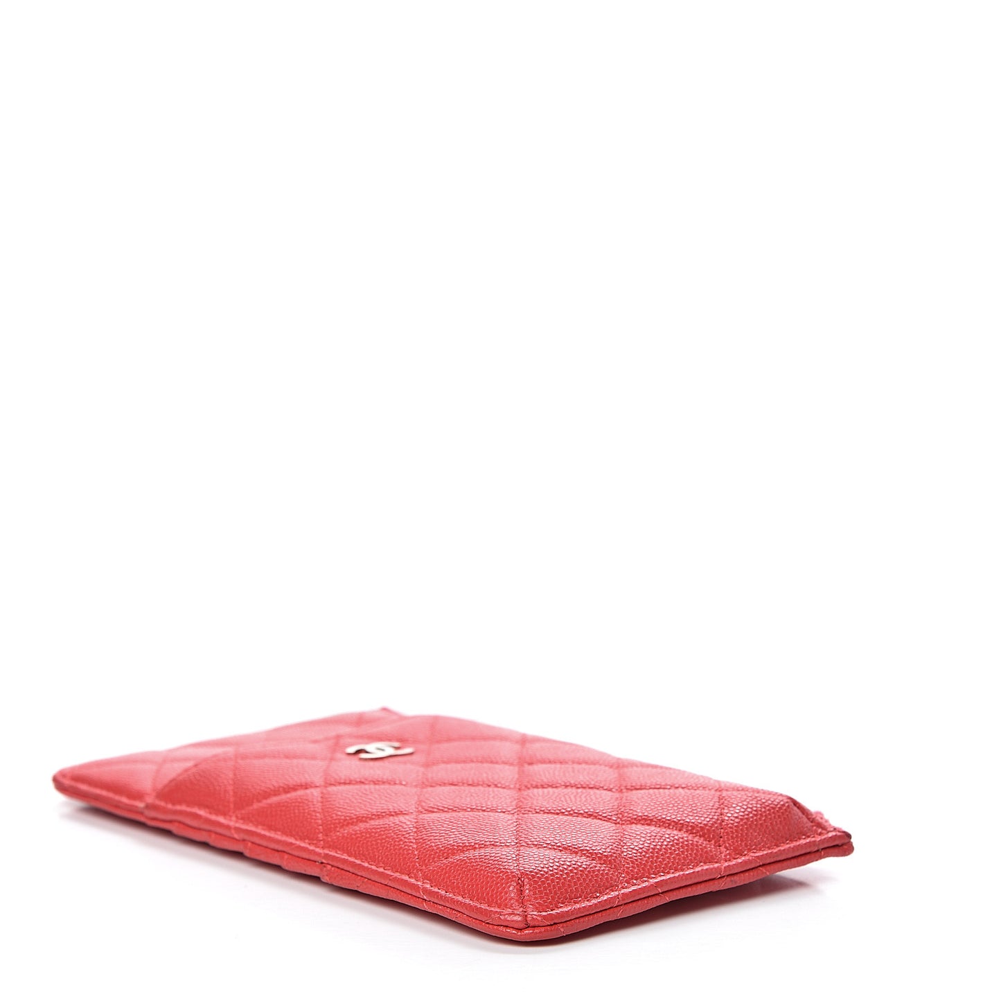 Caviar Quilted Classic Flat Wallet Pouch Dark Pink