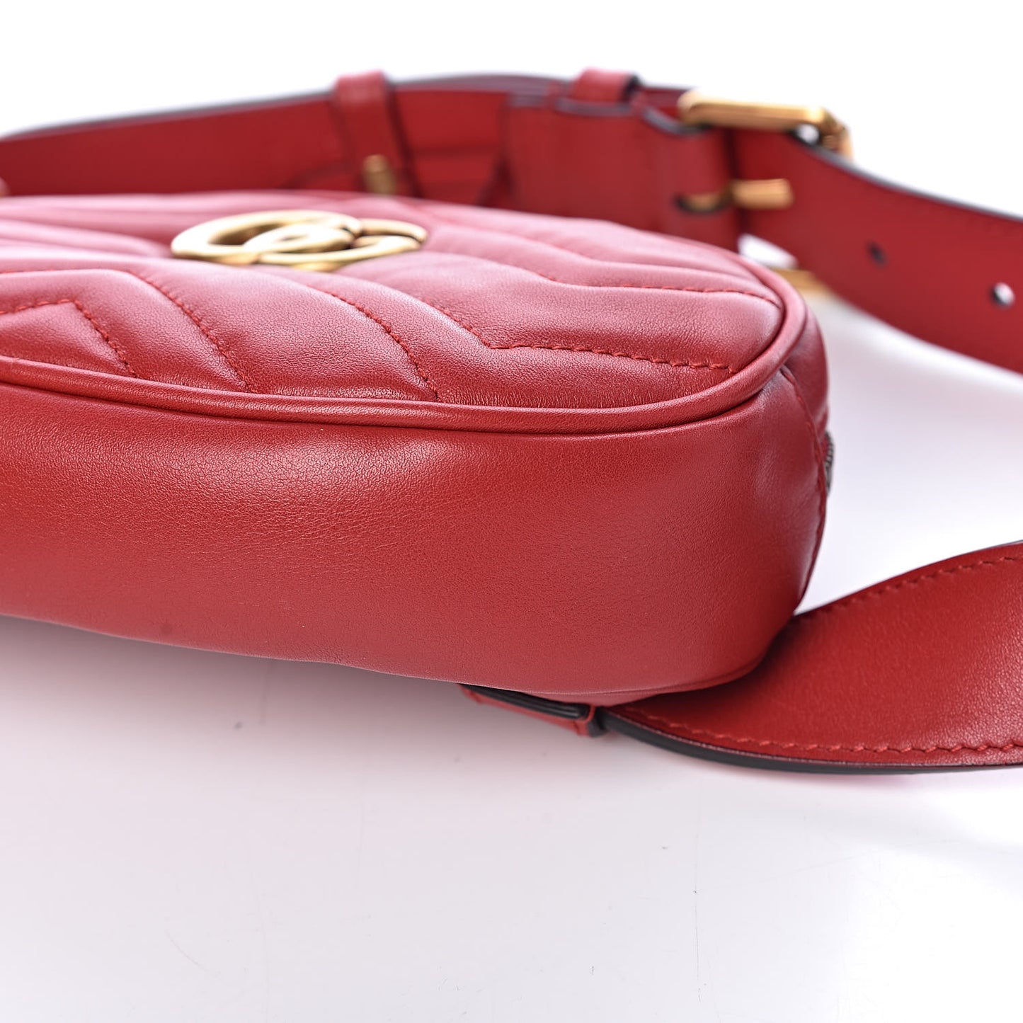 Calfskin Matelasse GG Marmont Belt Bag 75 30 Hibiscus Red