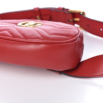 Gucci Calfskin Matelasse GG Marmont Belt Bag 75 30 Hibiscus Red 10 of 10