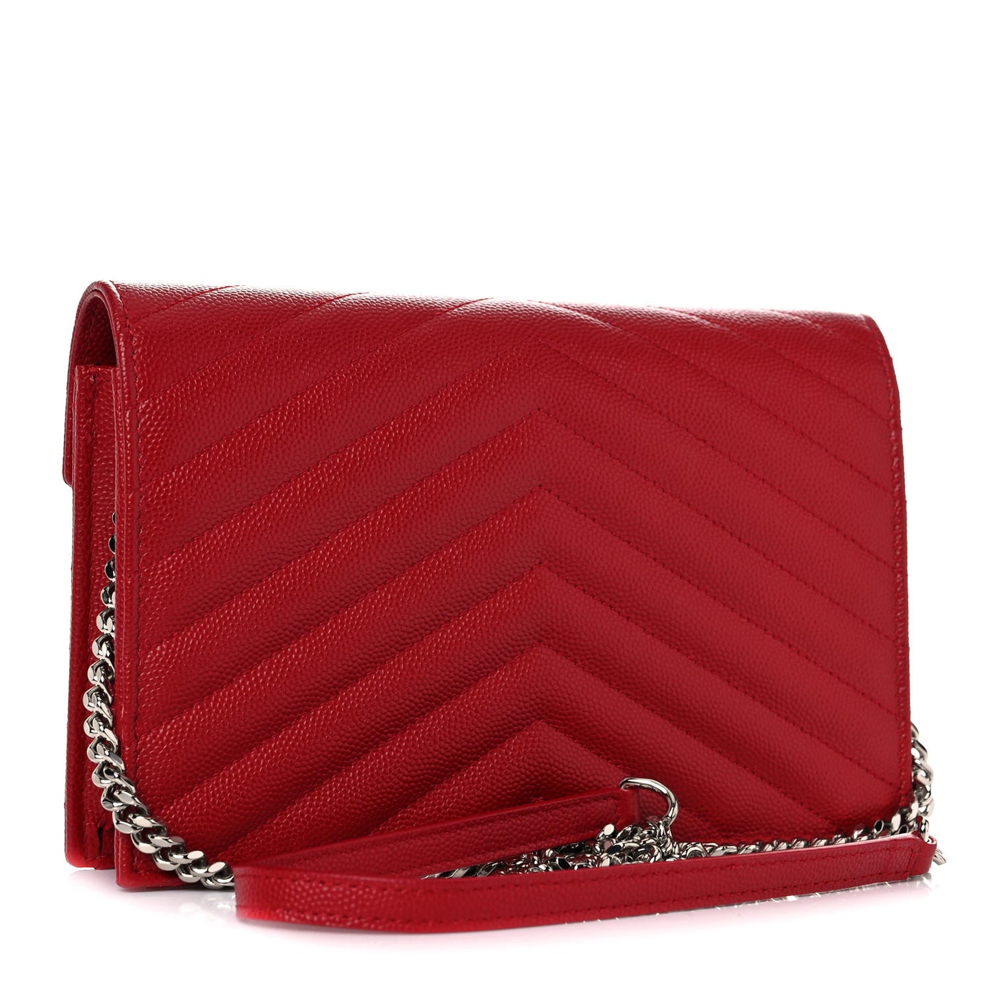 Grain De Poudre Matelasse Chevron Monogram Envelope Chain Wallet Rouge Eros