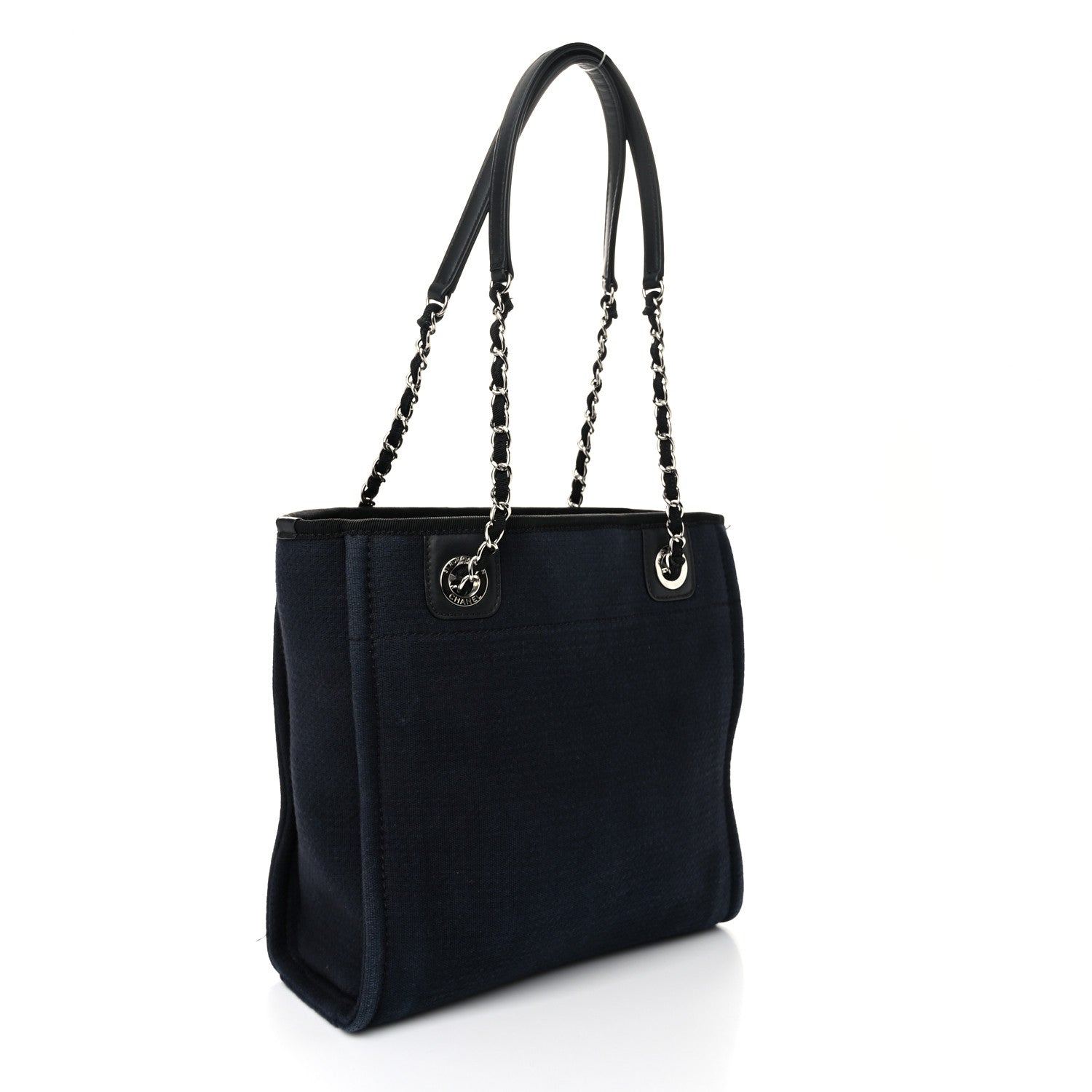 Chanel Mixed Fibers Mini Deauville Tote Navy Blue Black 3 of 11