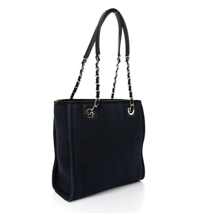 Chanel Mixed Fibers Mini Deauville Tote Navy Blue Black 3 of 11
