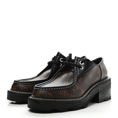 Louis Vuitton Monogram Calfskin Beaubourg Platform Derby Shoes 40 Brown 3 of 9