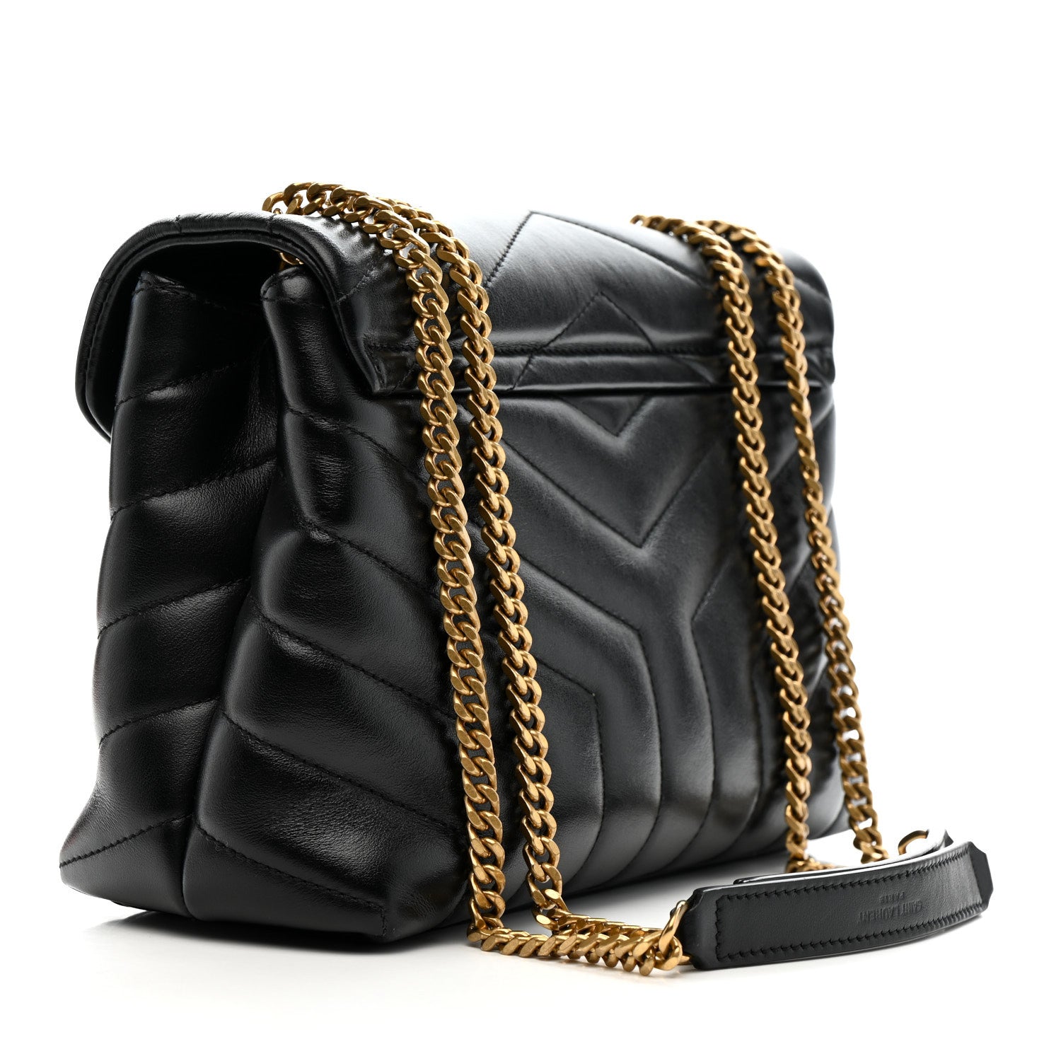 Saint Laurent Calfskin Y Quilted Monogram Small Loulou Chain Satchel Black 3 of 16