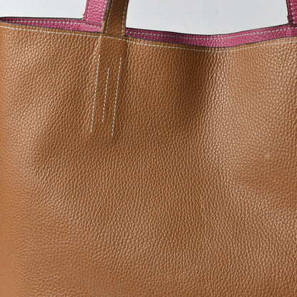 Hermes Taurillon Clemence Double Sens 45 Reversible Tote Marron D'Inde Tosca 9 of 18