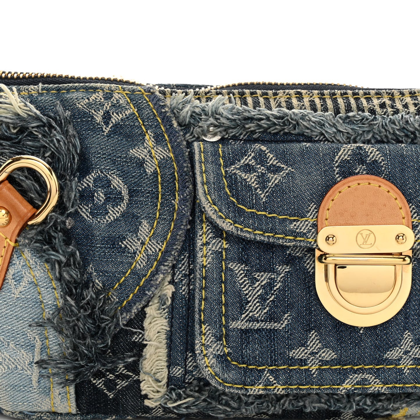 LOUIS VUITTON Monogram Denim Patchwork Pouchy Blue