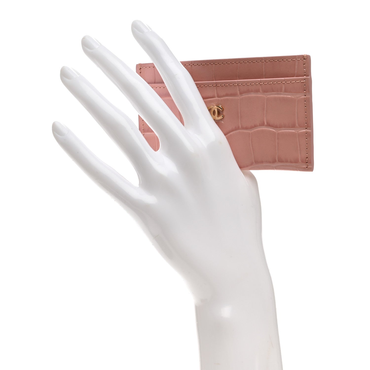 Chanel Calfskin Crocodile Embossed Crococo Card Holder Light Pink 2 of 8