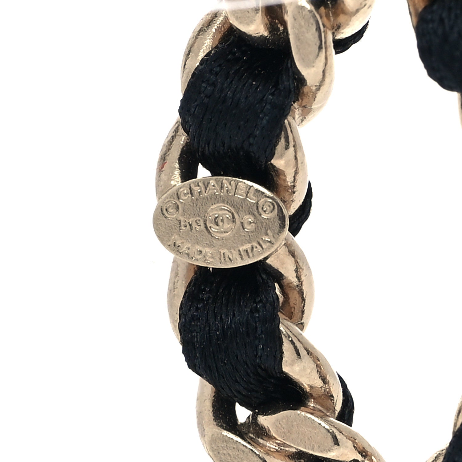 Chanel Satin CC Drop Earrings Black Gold 4 of 4