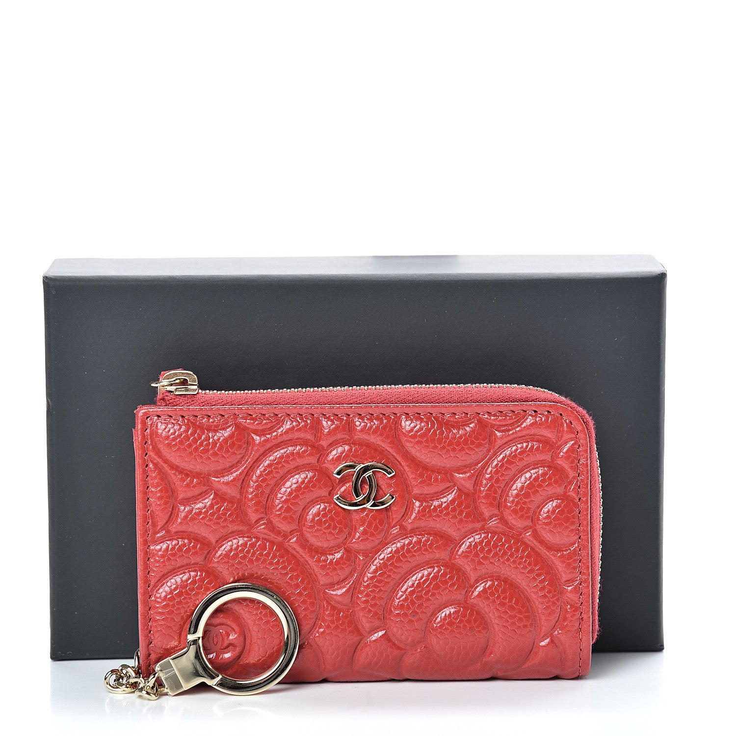 Chanel Caviar Camellia Embossed Key Holder Case Red 7 of 7