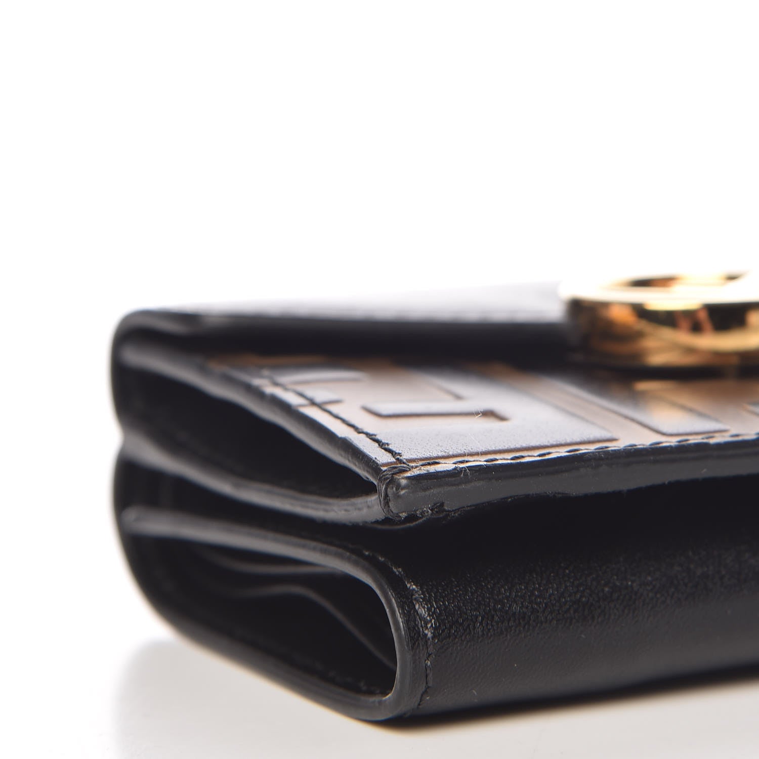 Fendi Vitello Liberty F is Fendi Bi-Color FF 1974 Embossed Micro Tri-Fold Envelope Wallet Maya Black 8 of 11