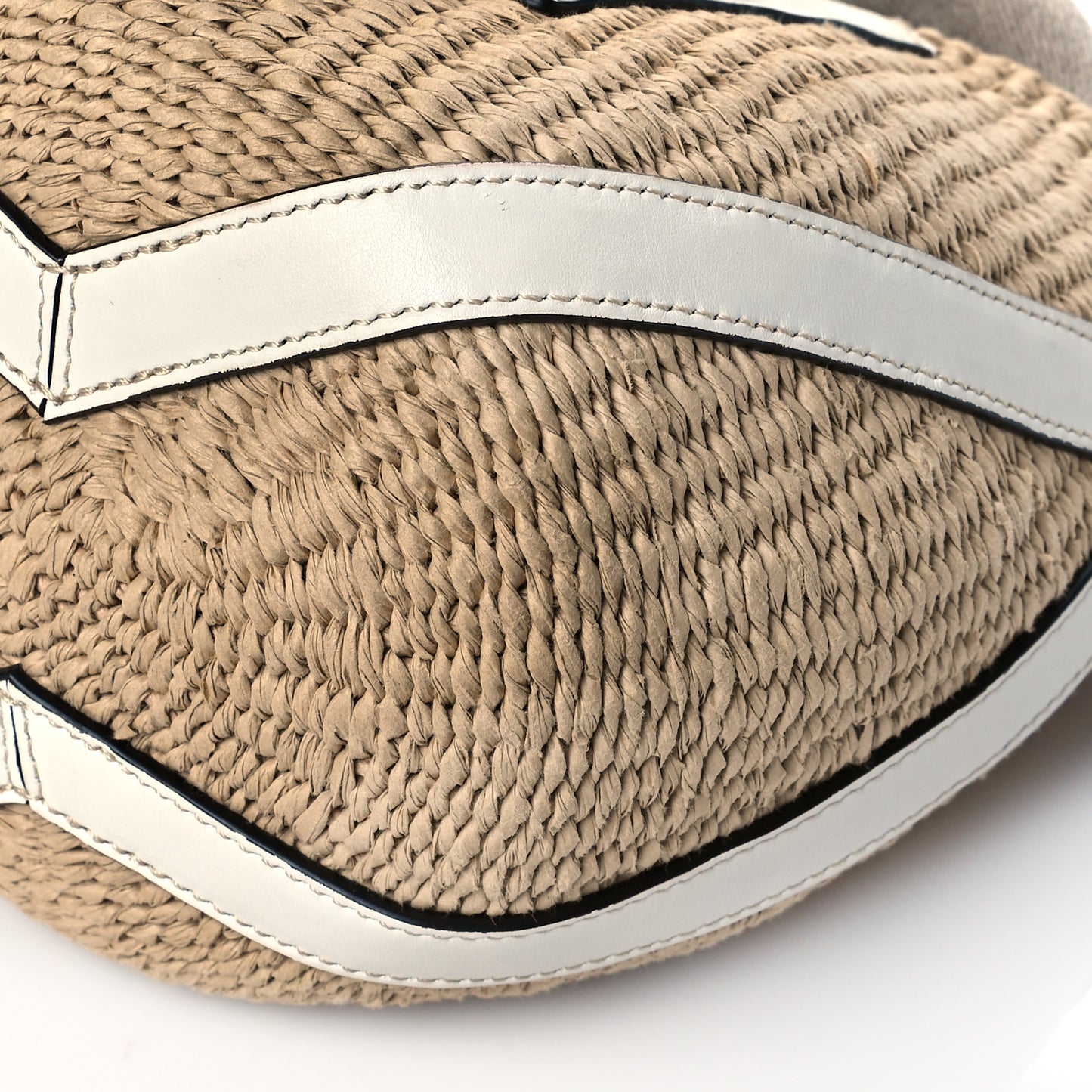 Raffia Calfskin Small Basket White