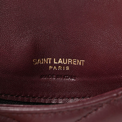 Saint Laurent Calfskin Matelasse Chevron Monogram Compact Wallet Hot Wine 6 of 7