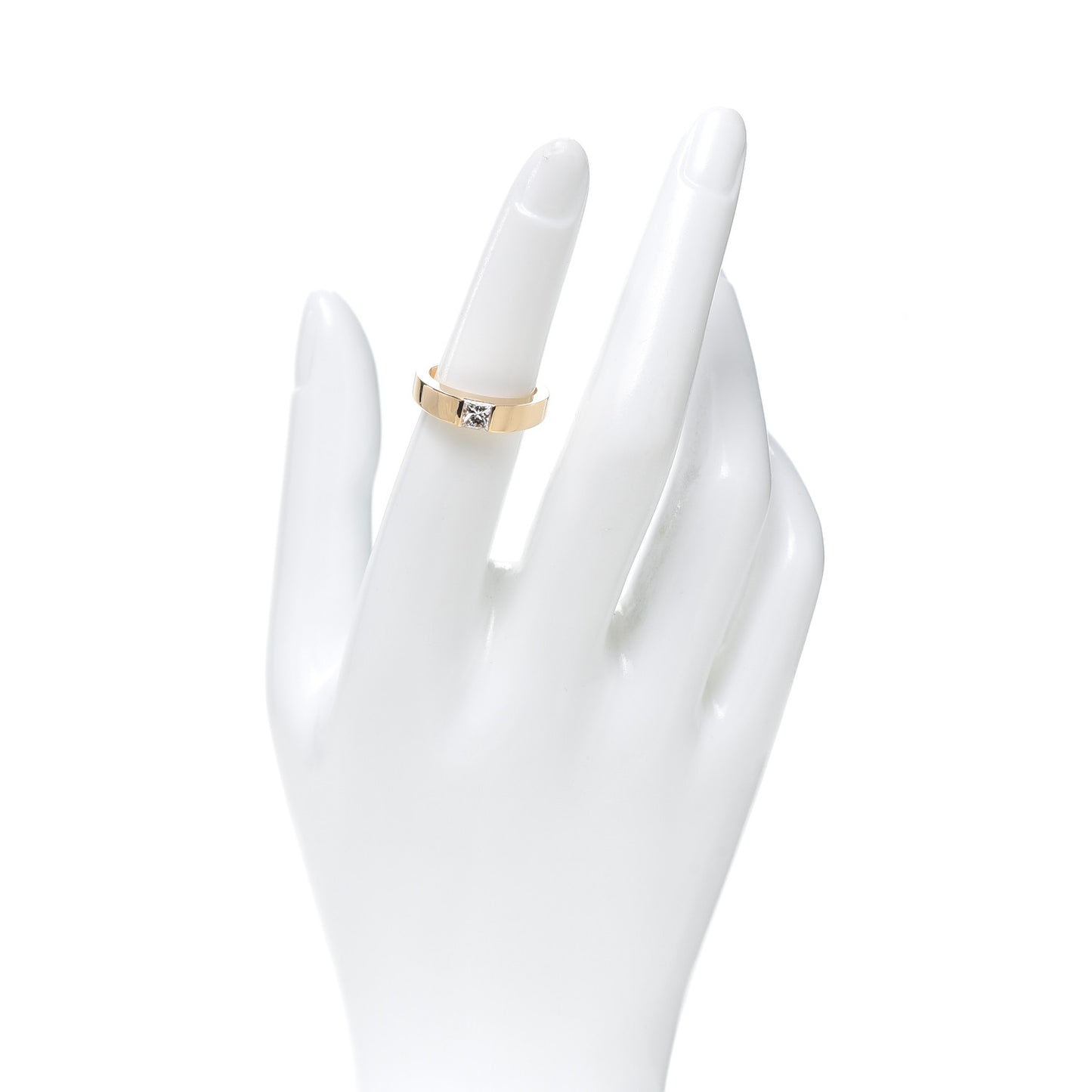 18K Yellow Gold Diamond .50ct Tank Solitaire Ring 50 5.25