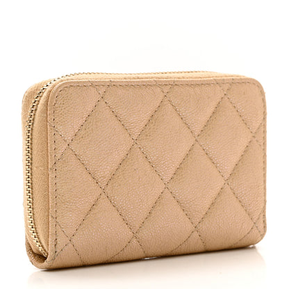 Chanel Iridescent Caviar Quilted Zip Around Coin Purse Beige 3 of 7