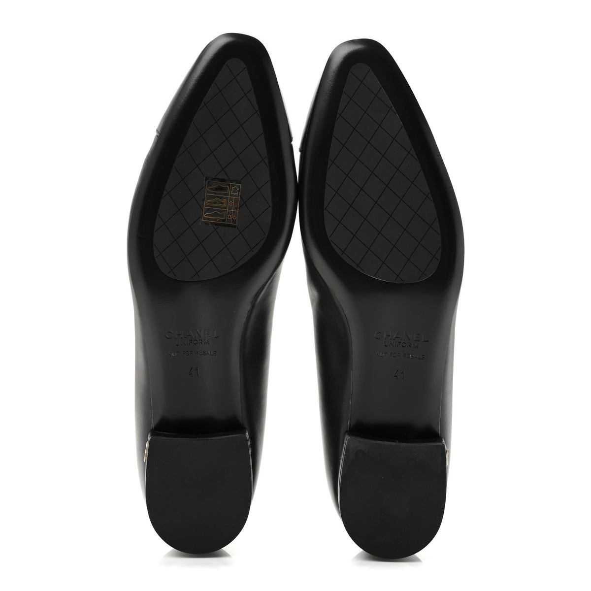 Lambskin Cap Toe CC Uniform Ballerina Flats 41 Black