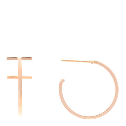 Tiffany 18K Rose Gold Medium T Wire Hoop Earrings 1 of 5