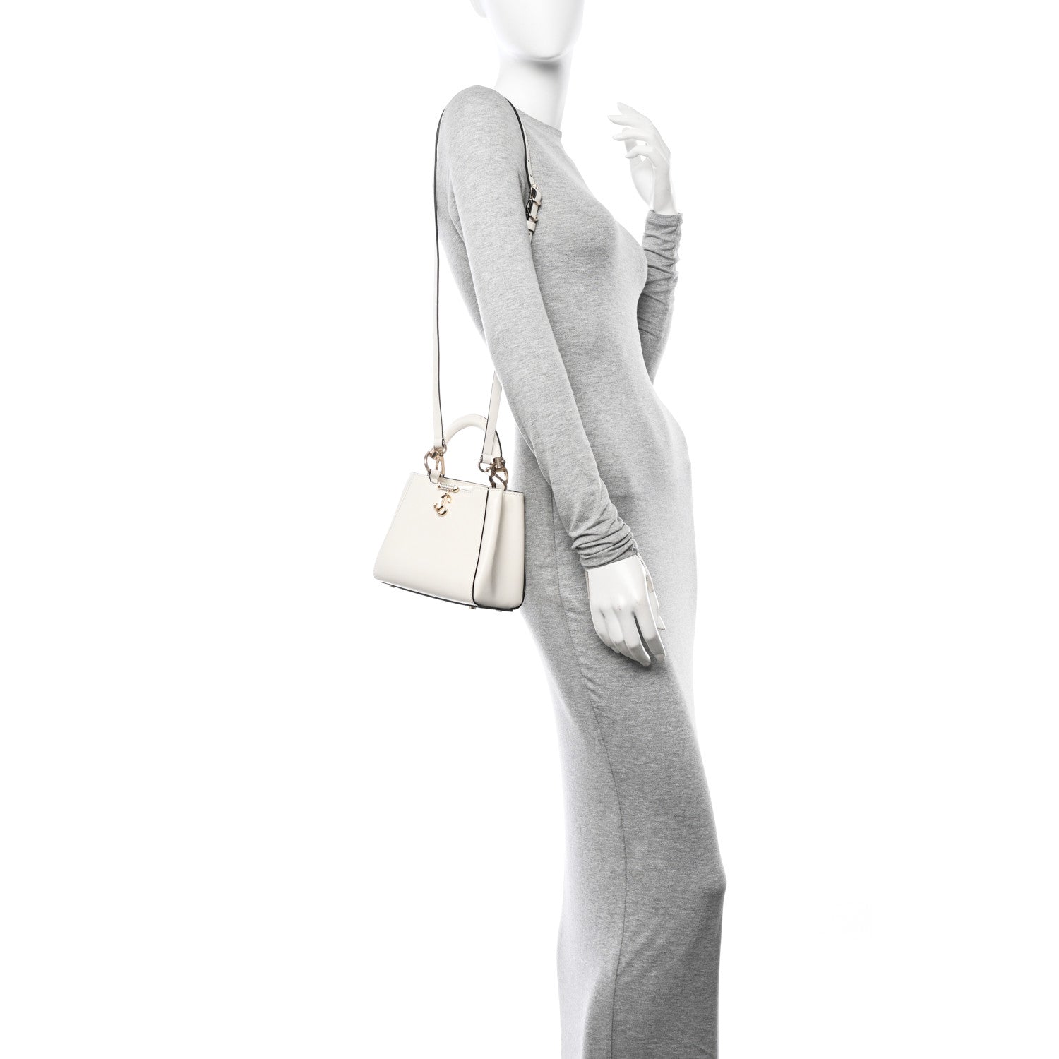 Jimmy Choo Calfskin Mini Varenne Top Handle Satchel White 2 of 10