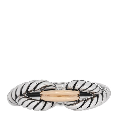 David Yurman Sterling Silver 18K Yellow Gold Cable Loop Ring 54 6.75 1 of 4