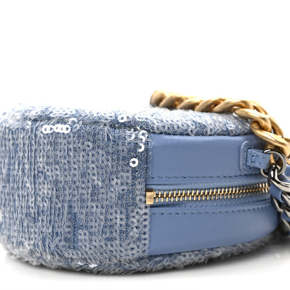 Chanel Sequin Chanel 19 Round Clutch With Chain Light Blue 10 of 10