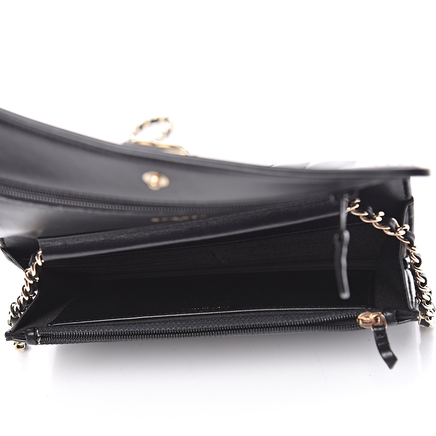 Chanel Glazed Calfskin Quilted Boy Wallet On Chain WOC Black 5 of 12