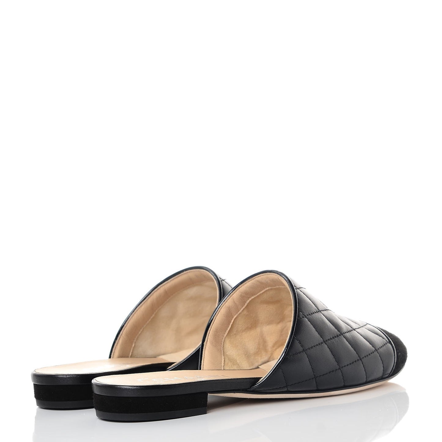 Lambskin Kid Suede Quilted Mules 36 Black