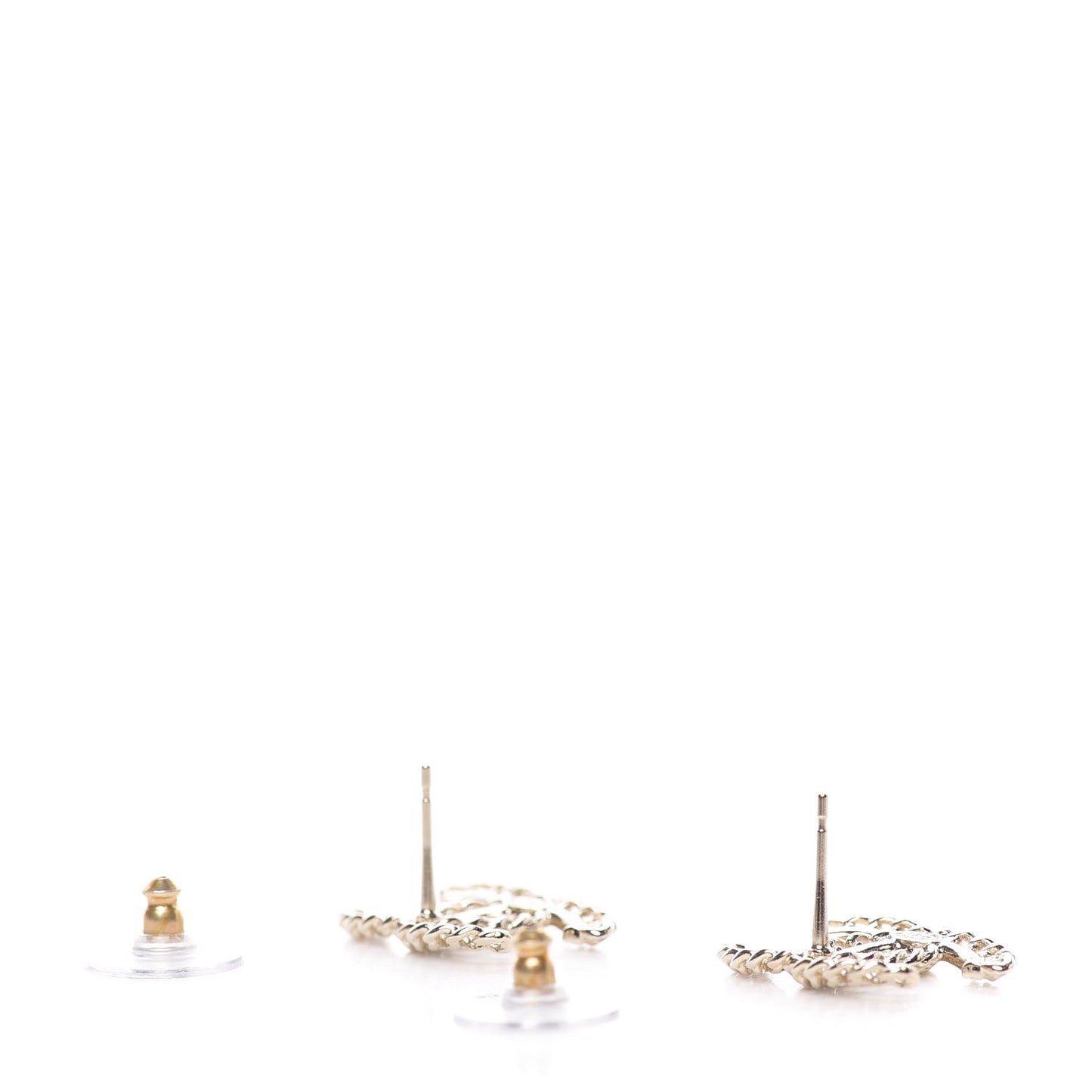 Crystal Chain CC Earrings Gold