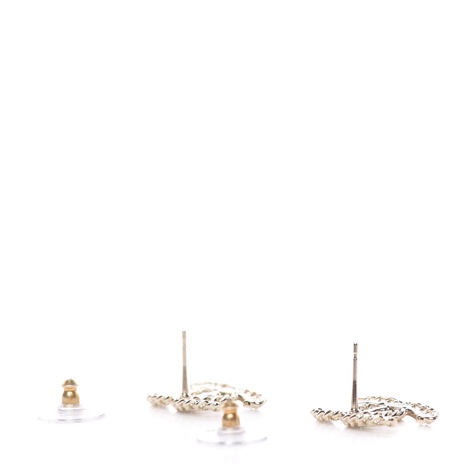 Chanel Crystal Chain CC Earrings Gold 3 of 5